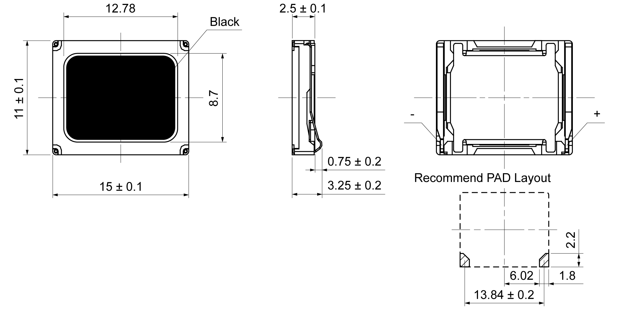 OSR1511EA-2.5TB1.0W8A-R Mechanical Drawing